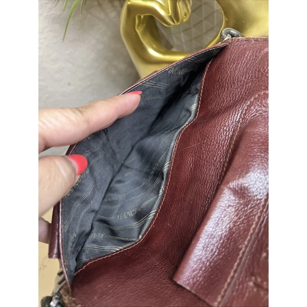 Vintage Mancini Leather Envelope Style Leather Crossbody Handbag With Lock/Key